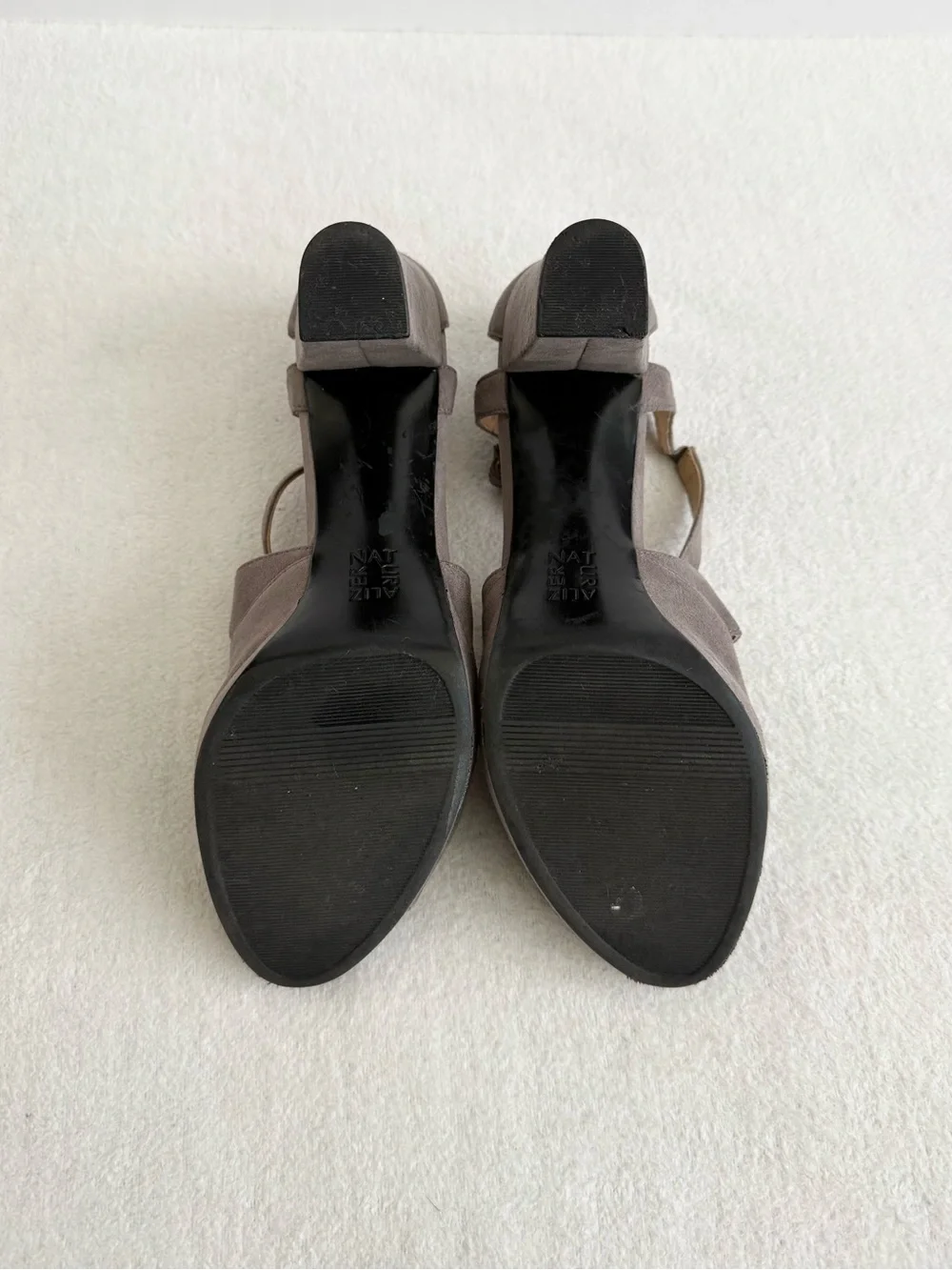 Naturalizer Platform Block Heel Sandals Size 8.5 Taupe Strappy